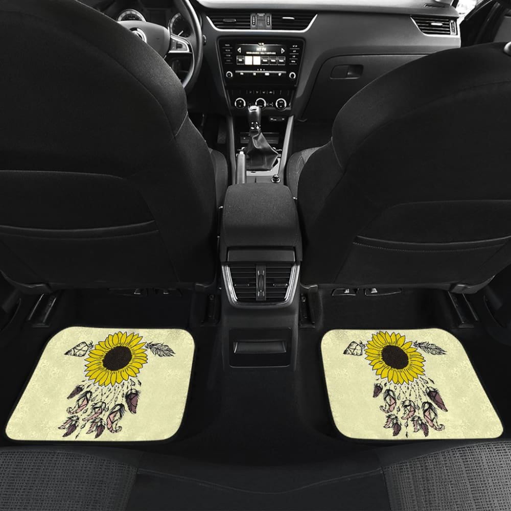 Amazing Gift Ideas Sunflower Native American Pattern Light Yellow Background Car Floor Mats