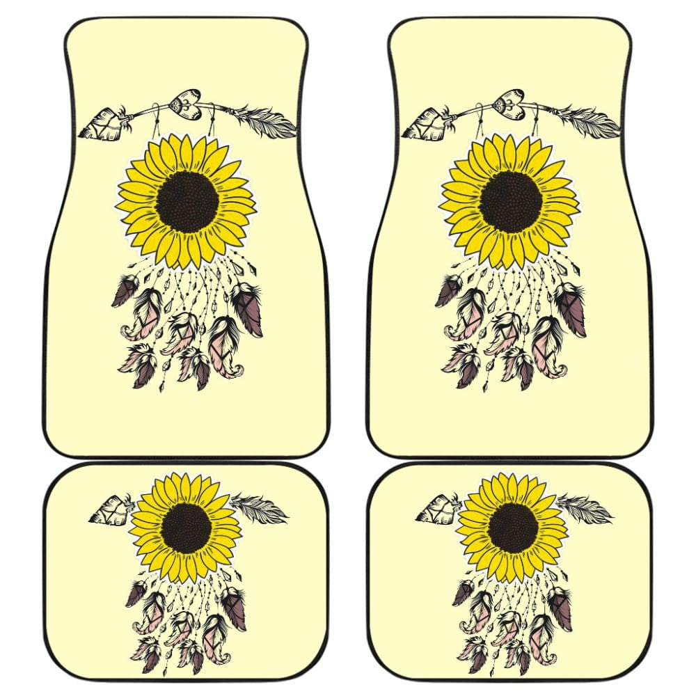 Amazing Gift Ideas Sunflower Native American Pattern Light Yellow Background Car Floor Mats