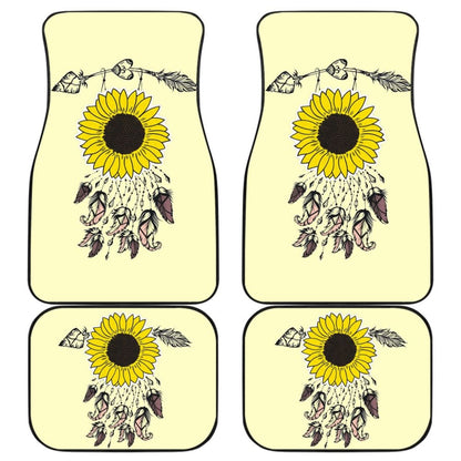 Amazing Gift Ideas Sunflower Native American Pattern Light Yellow Background Car Floor Mats