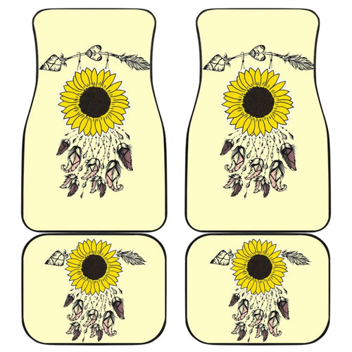 Amazing Gift Ideas Sunflower Native American Pattern Light Yellow Background Car Floor Mats