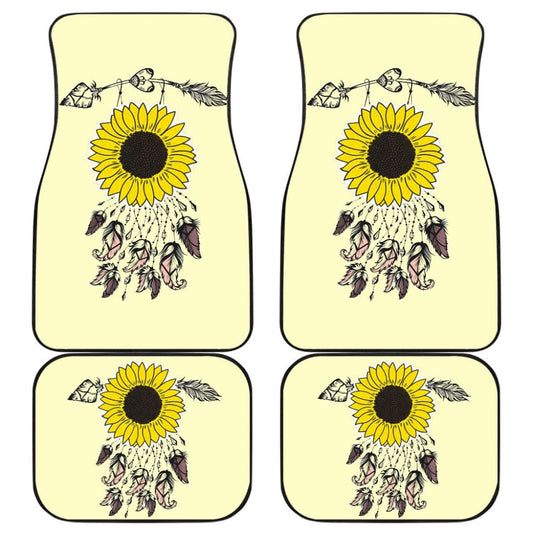 Amazing Gift Ideas Sunflower Native American Pattern Light Yellow Background Car Floor Mats