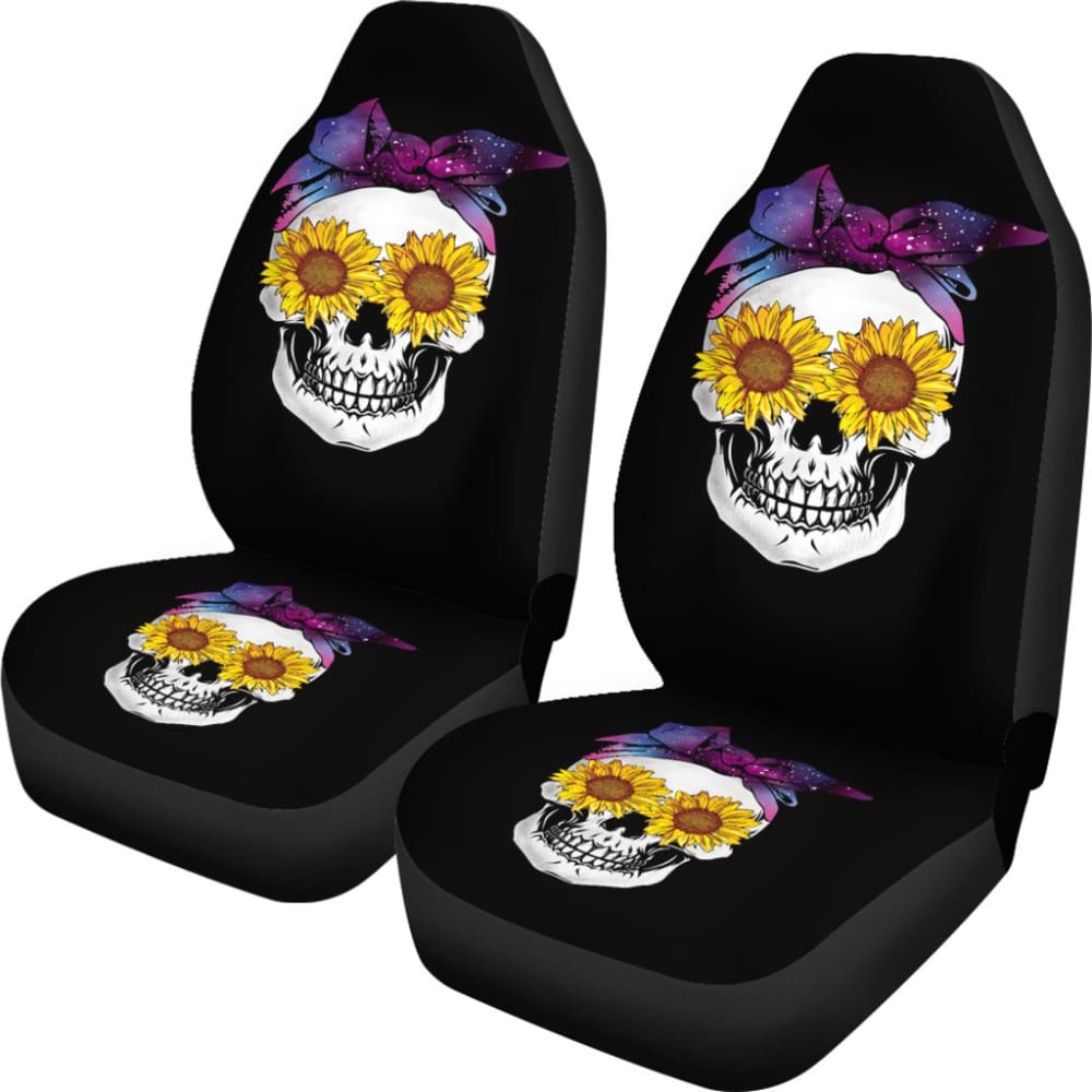 Sunflower Skull Galaxy Bandana Car Seat Covers