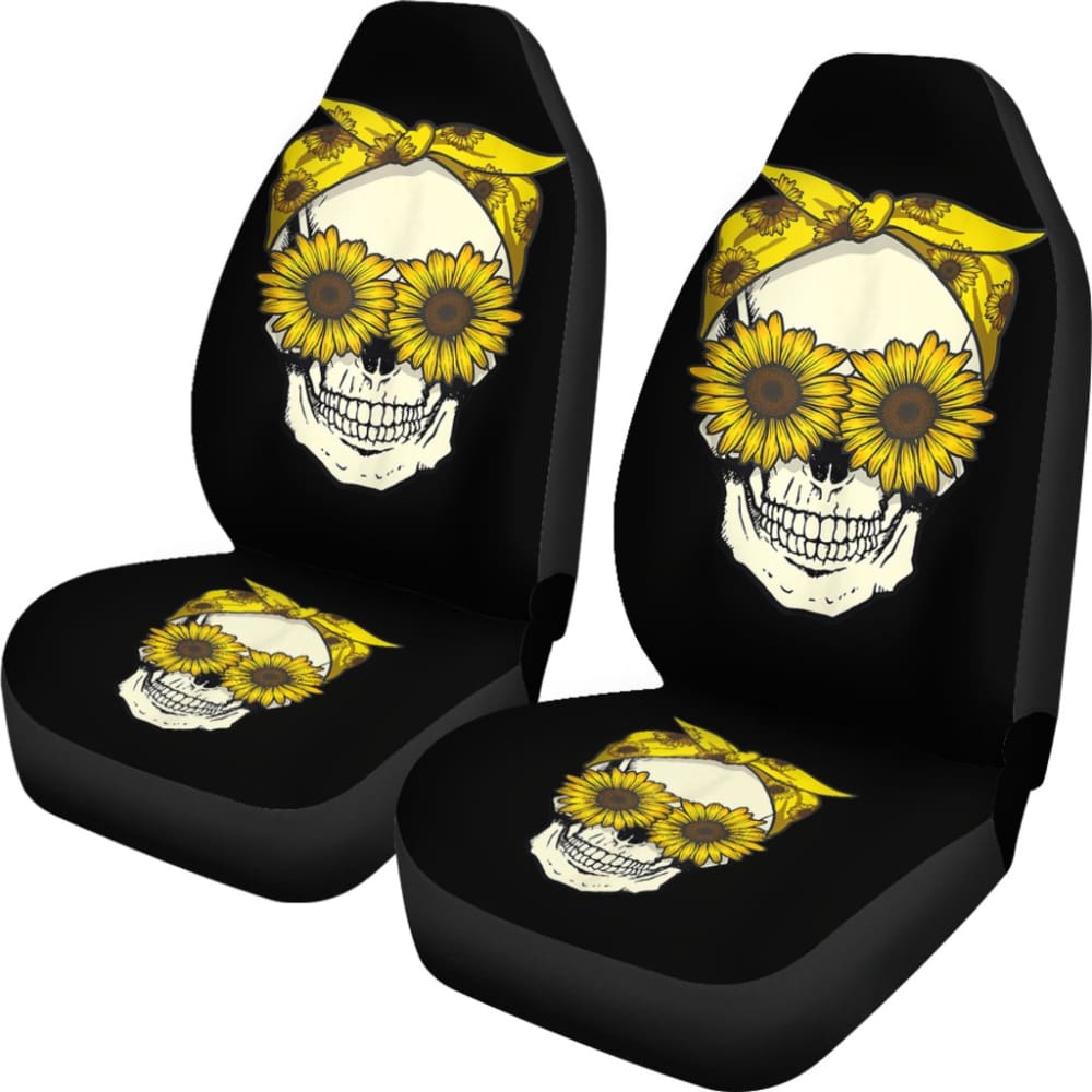 Skull Sunflower Bandana Floral Pattern Cute Car Seat Covers