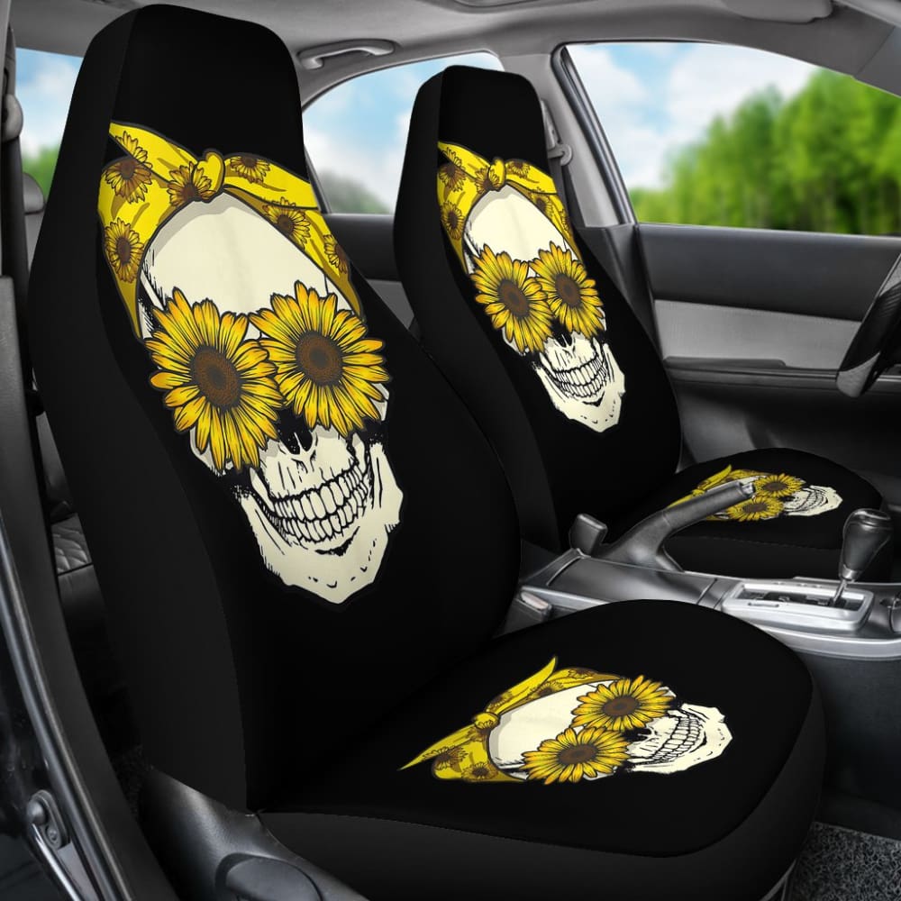 Skull Sunflower Bandana Floral Pattern Cute Car Seat Covers