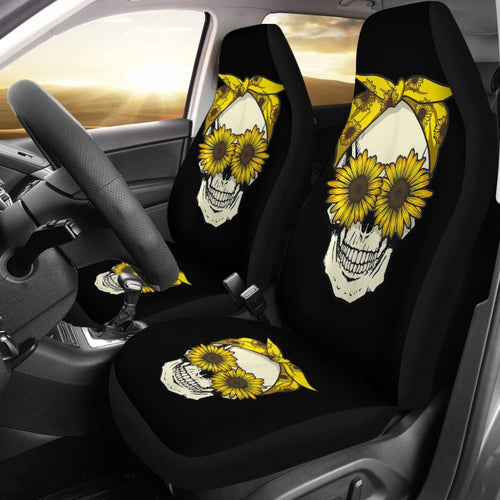Skull Sunflower Bandana Floral Pattern Cute Car Seat Covers