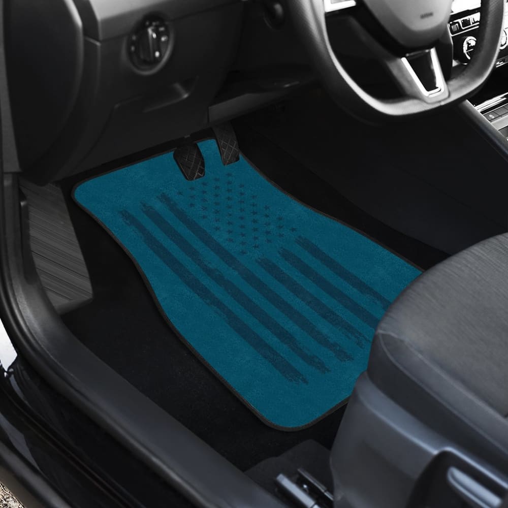 Thin Black Line Blue American Flag Car Floor Mats