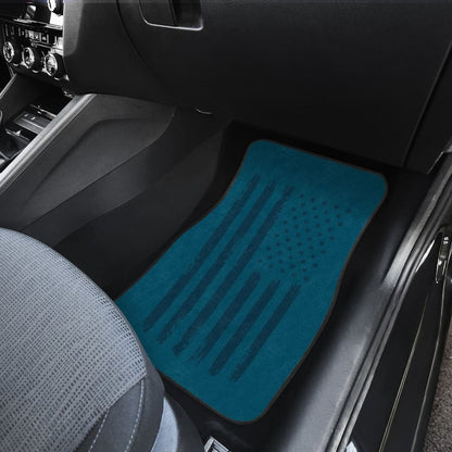 Thin Black Line Blue American Flag Car Floor Mats