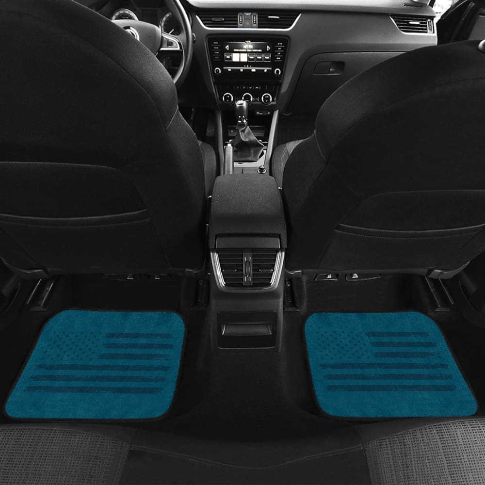 Thin Black Line Blue American Flag Car Floor Mats