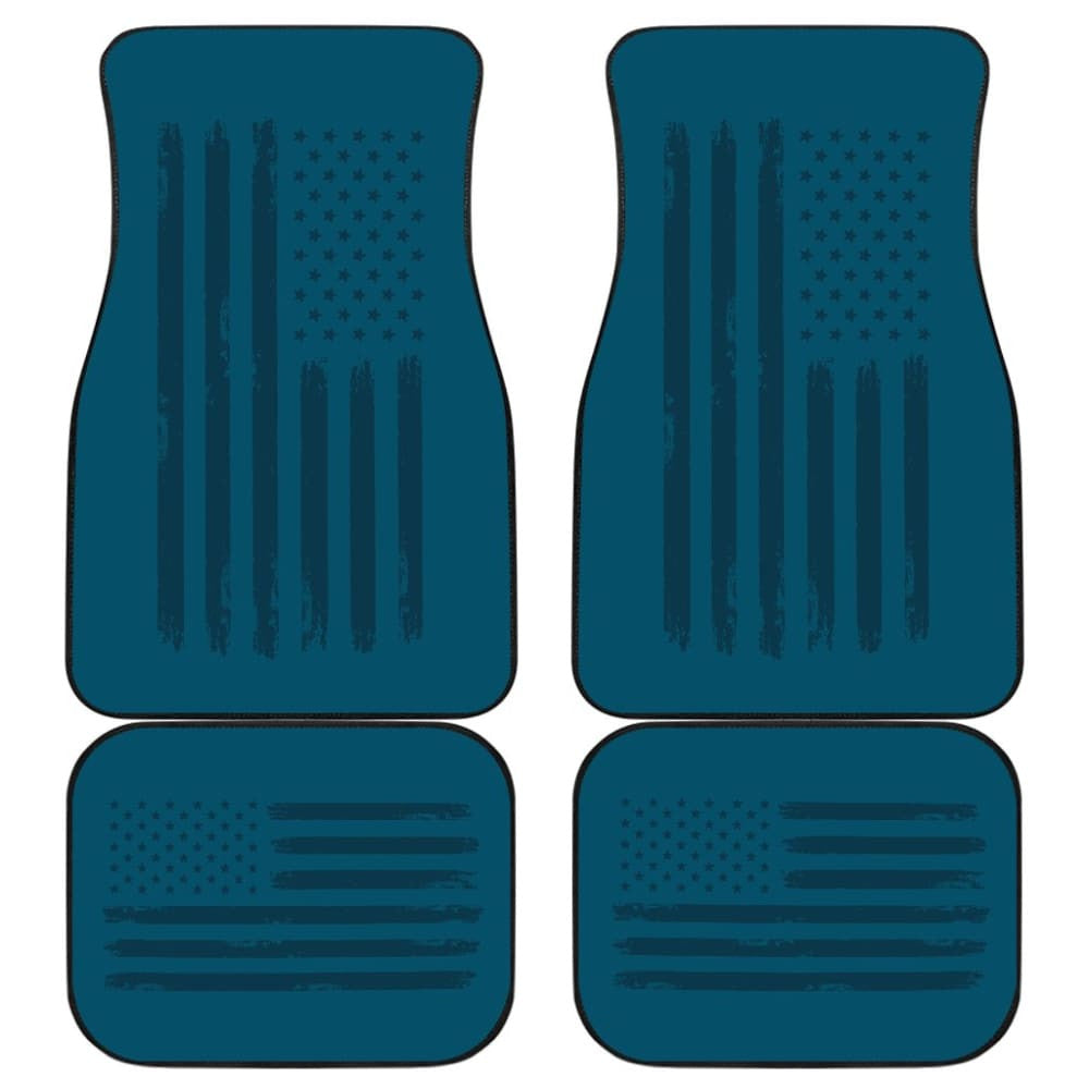 Thin Black Line Blue American Flag Car Floor Mats