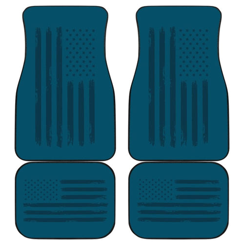 Thin Black Line Blue American Flag Car Floor Mats