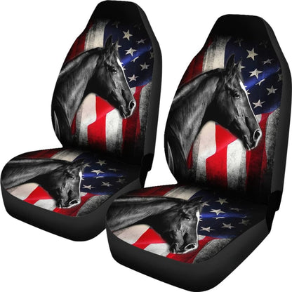 American Flag Horse Gift Who Loves Horse Car Seat Covers