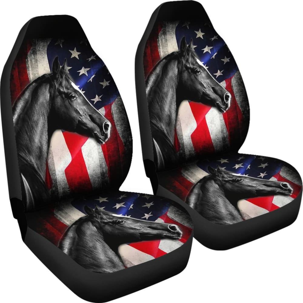American Flag Horse Gift Who Loves Horse Car Seat Covers