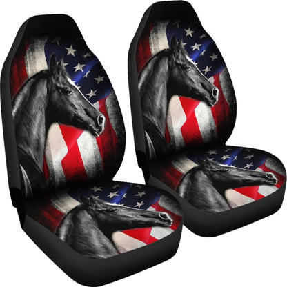 American Flag Horse Gift Who Loves Horse Car Seat Covers