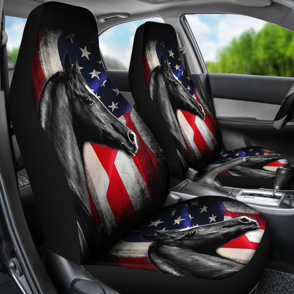 American Flag Horse Gift Who Loves Horse Car Seat Covers