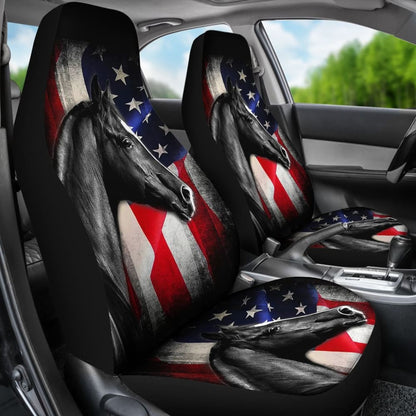 American Flag Horse Gift Who Loves Horse Car Seat Covers
