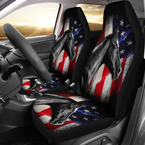 American Flag Horse Gift Who Loves Horse Car Seat Covers