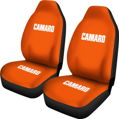 Orange Camaro White Letter Car Seat Covers