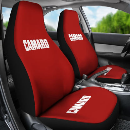 Red Camaro White Letter Car Seat Covers