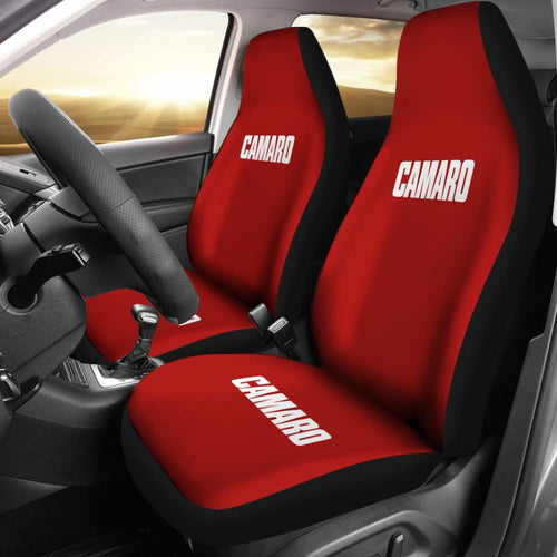 Red Camaro White Letter Car Seat Covers