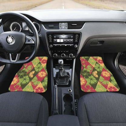 Cool Geometric Lime Pattern Front And Back Car Mats