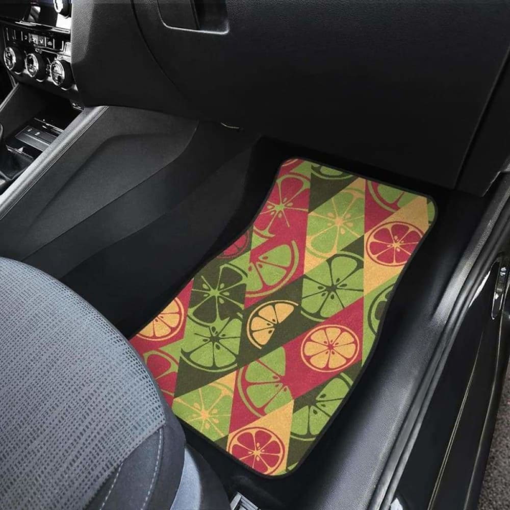 Cool Geometric Lime Pattern Front And Back Car Mats