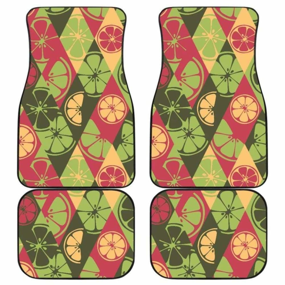 Cool Geometric Lime Pattern Front And Back Car Mats