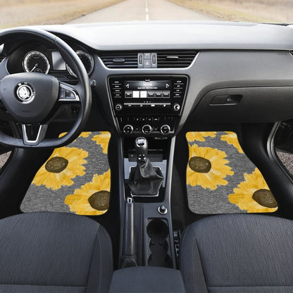 Sunflowers on Gray Burlap Style Background Car Floor Mats