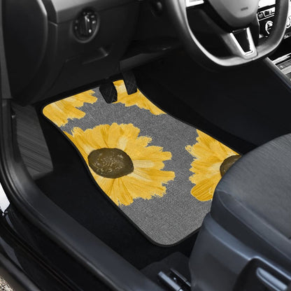 Sunflowers on Gray Burlap Style Background Car Floor Mats