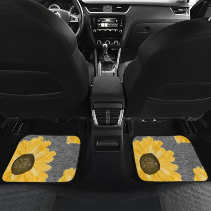 Sunflowers on Gray Burlap Style Background Car Floor Mats