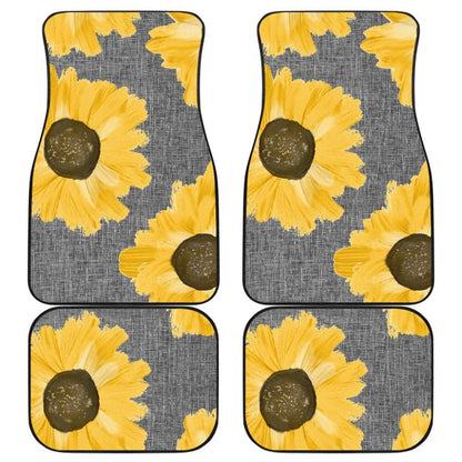 Sunflowers on Gray Burlap Style Background Car Floor Mats