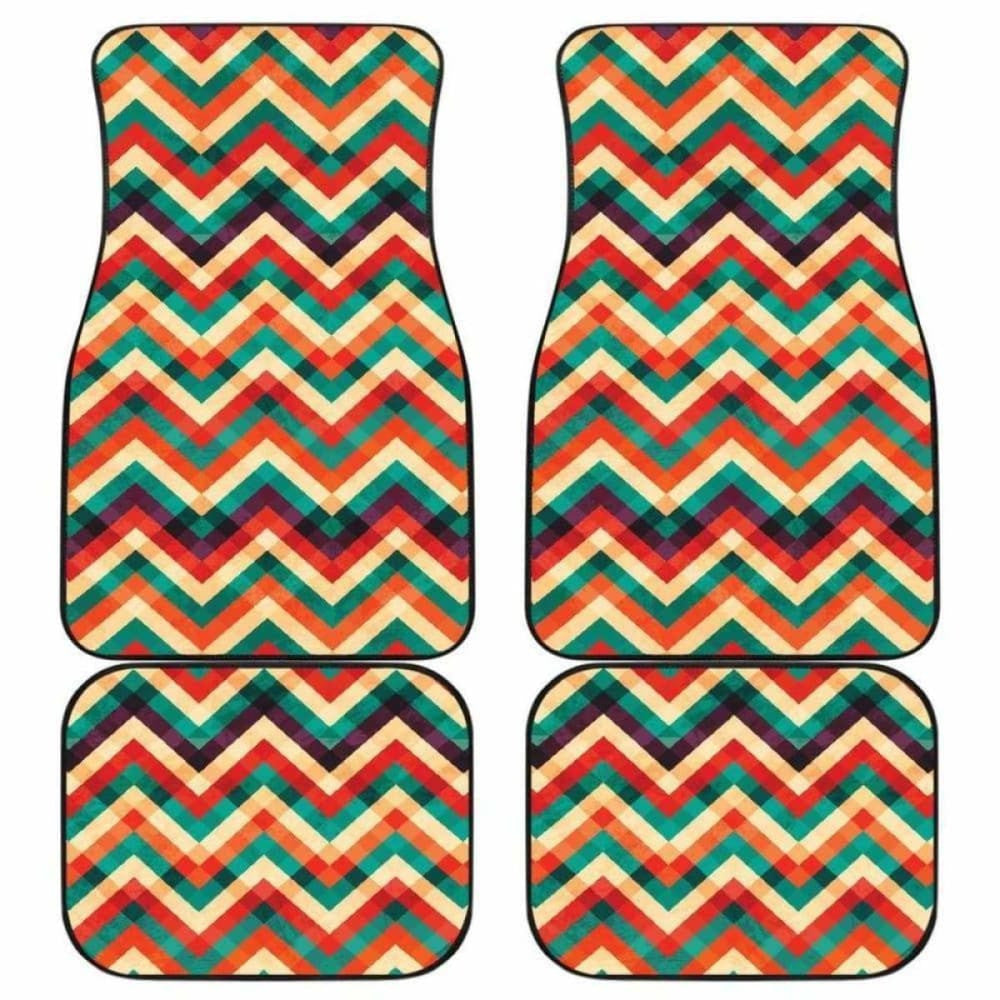 Zigzag  Chevron Colorful Pattern Front And Back Car Mats