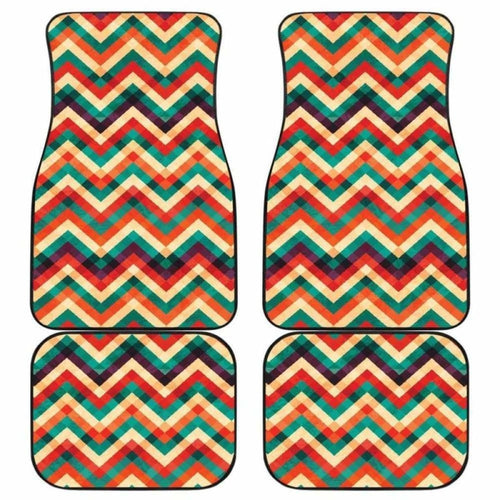 Zigzag  Chevron Colorful Pattern Front And Back Car Mats