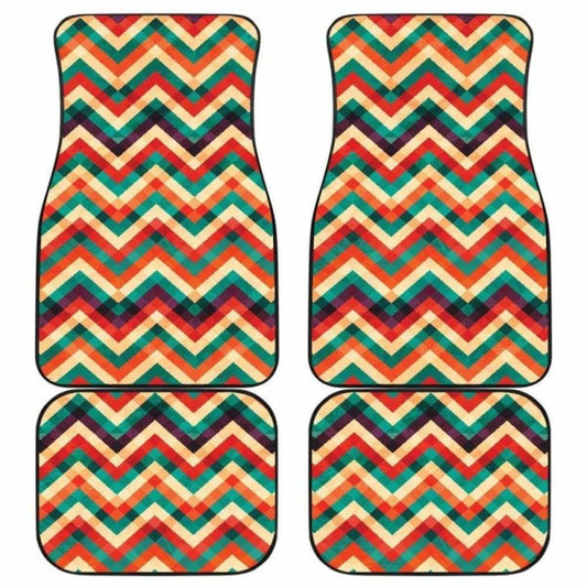 Zigzag  Chevron Colorful Pattern Front And Back Car Mats