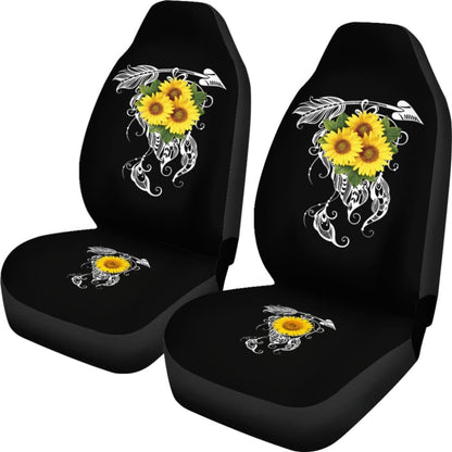 Amazing Gift Ideas Sunflower Native American Pattern Black Background Car Seat Covers