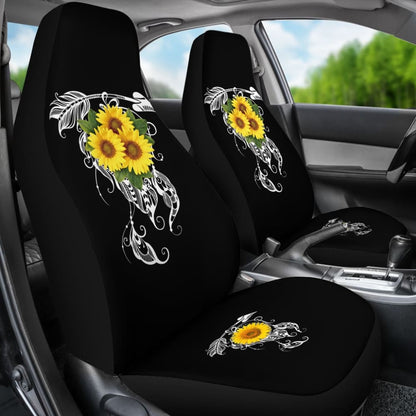 Amazing Gift Ideas Sunflower Native American Pattern Black Background Car Seat Covers