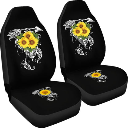 Amazing Gift Ideas Sunflower Native American Pattern Black Background Car Seat Covers