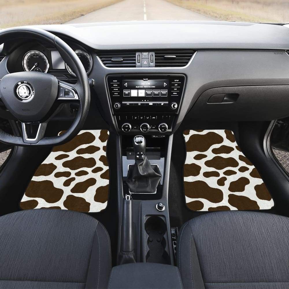Brown Cowhide Printed Car Floor Mats