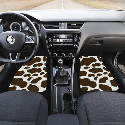 Brown Cowhide Printed Car Floor Mats