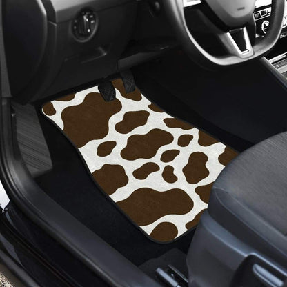 Brown Cowhide Printed Car Floor Mats
