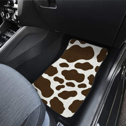 Brown Cowhide Printed Car Floor Mats