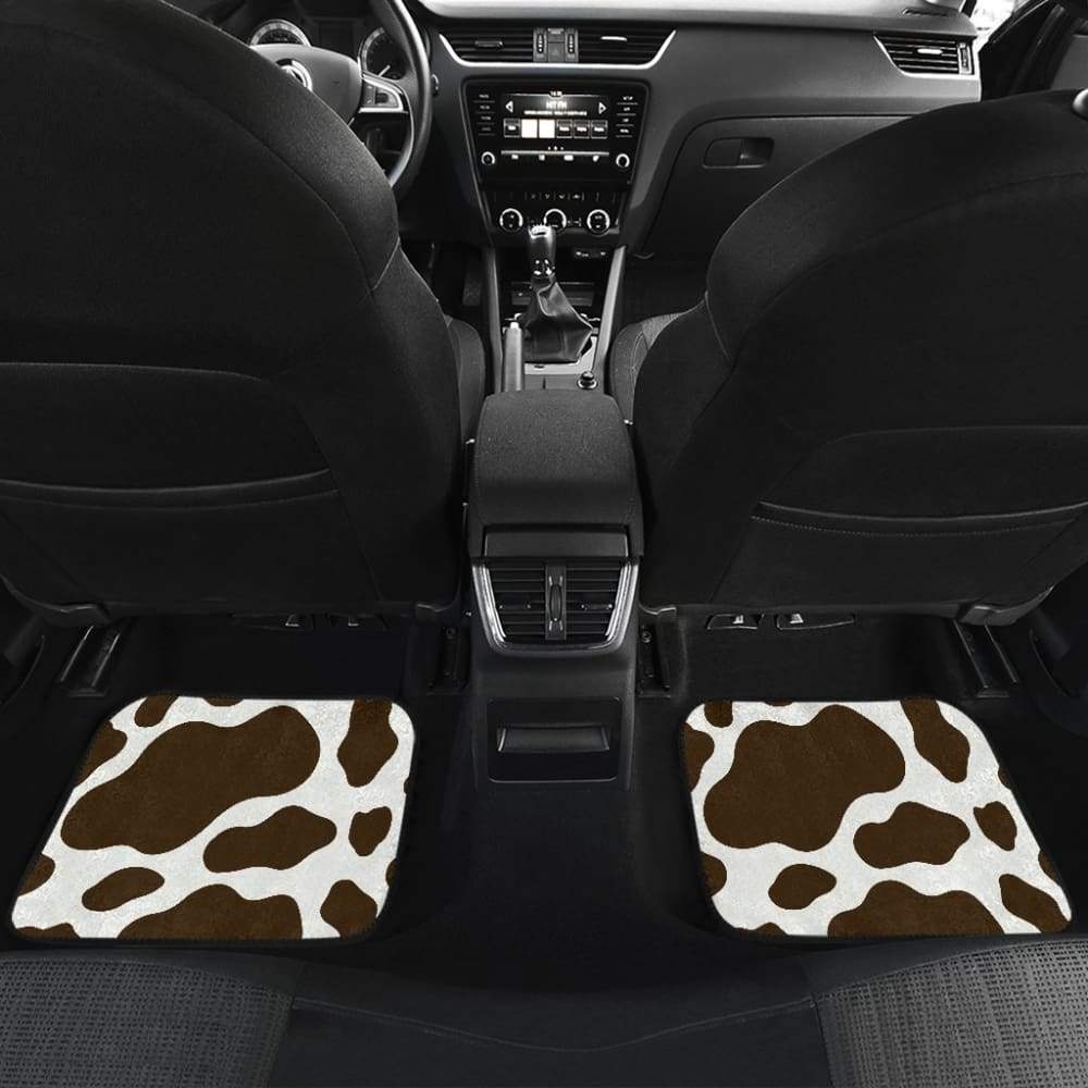 Brown Cowhide Printed Car Floor Mats