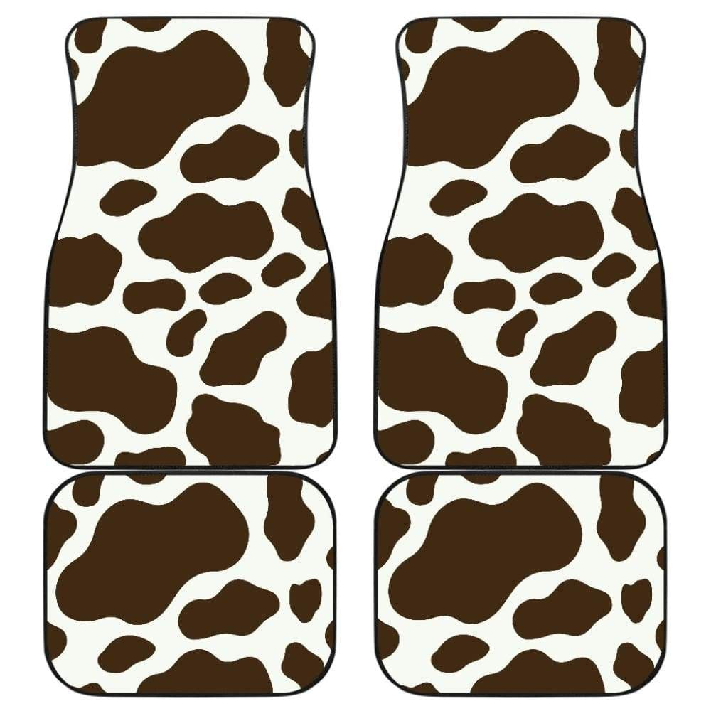 Brown Cowhide Printed Car Floor Mats