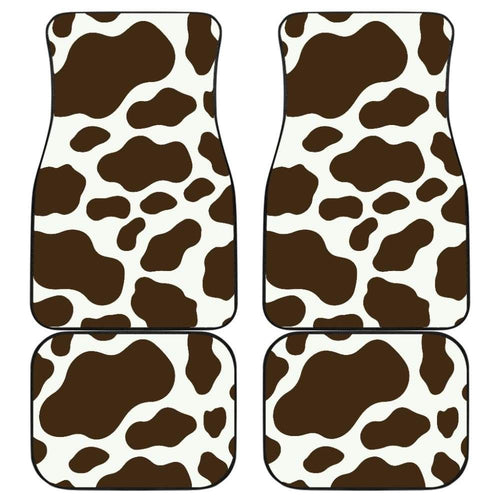 Brown Cowhide Printed Car Floor Mats