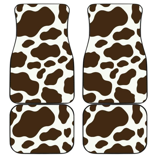 Brown Cowhide Printed Car Floor Mats