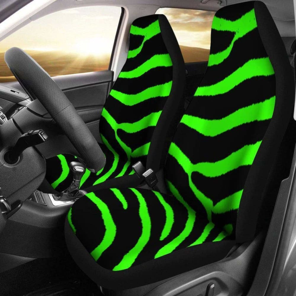 Zebra Lime Green Design Seat Covers