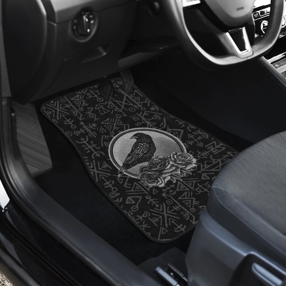 Amazing Viking Odin Raven Floral Rune Symbols Car Floor Mats