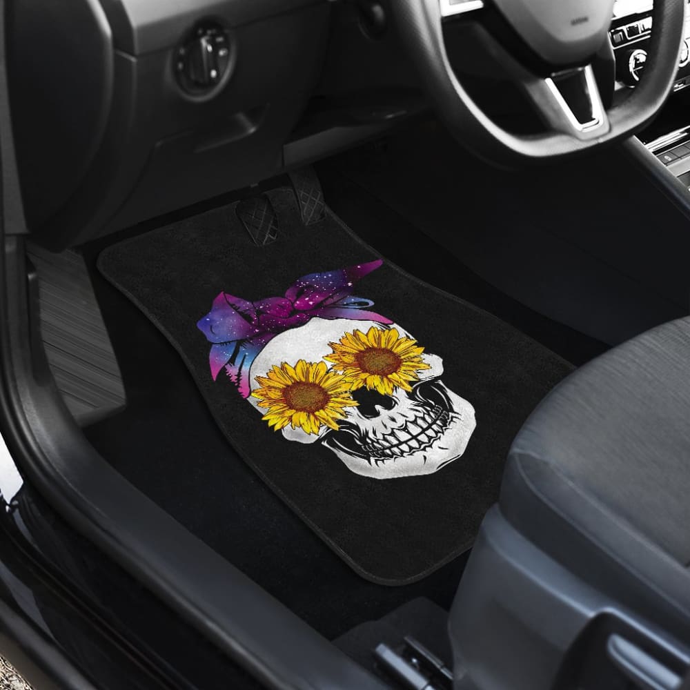 Sunflower Skull Galaxy Bandana Car Floor Mats