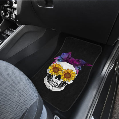 Sunflower Skull Galaxy Bandana Car Floor Mats