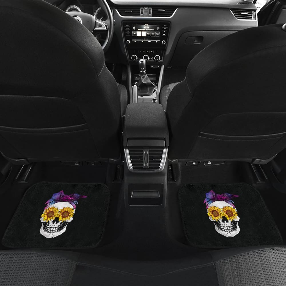 Sunflower Skull Galaxy Bandana Car Floor Mats