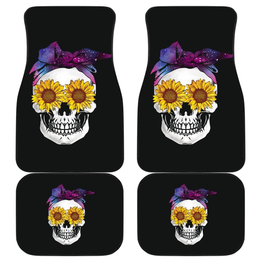 Sunflower Skull Galaxy Bandana Car Floor Mats